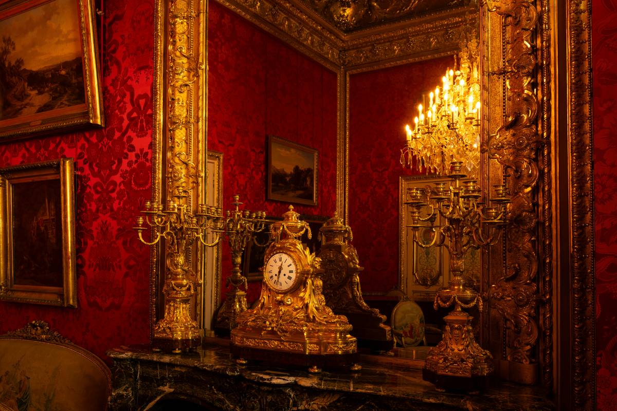 grandfather clock fireplace setup showing safe distance and coordinated styling