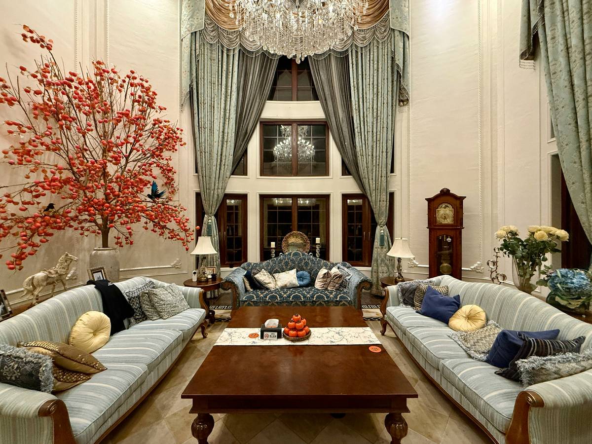 Elegant mahogany grandfather clock as clocks for living room decor in a sunlit traditional living room